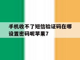 手机收不了短信验证码在哪设置密码呢苹果7的简单介绍
