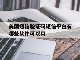 美国短信验证码短信平台有哪些软件可以用