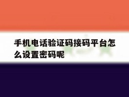 手机电话验证码接码平台怎么设置密码呢
