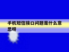 手机短信接口问题是什么意思呀