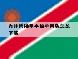 万师傅接单平台苹果版怎么下载