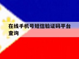 在线手机号短信验证码平台查询