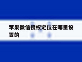 苹果微信授权定位在哪里设置的