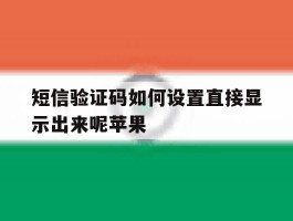 短信验证码如何设置直接显示出来呢苹果