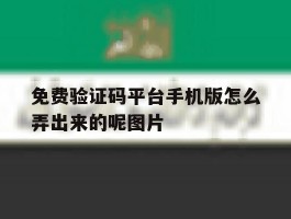 包含免费验证码平台手机版怎么弄出来的呢图片的词条