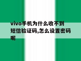 vivo手机为什么收不到短信验证码,怎么设置密码呢的简单介绍