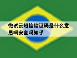 微试云短信验证码是什么意思啊安全吗知乎