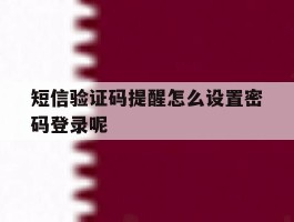 短信验证码提醒怎么设置密码登录呢