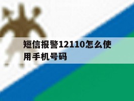 短信报警12110怎么使用手机号码