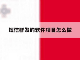 短信群发的软件项目怎么做