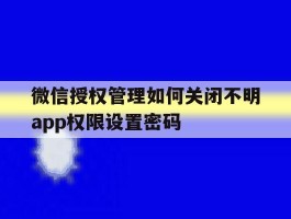 包含微信授权管理如何关闭不明app权限设置密码的词条