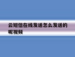 云短信在线发送怎么发送的呢视频
