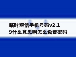 临时短信手机号码v2.19什么意思啊怎么设置密码