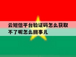 关于云短信平台验证码怎么获取不了呢怎么回事儿的信息