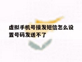 虚拟手机号接发短信怎么设置号码发送不了