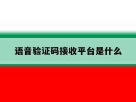 语音验证码接收平台是什么