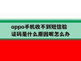 oppo手机收不到短信验证码是什么原因呢怎么办的简单介绍