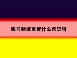账号验证重置什么意思呀
