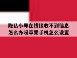 隐私小号在线接收不到信息怎么办呀苹果手机怎么设置的简单介绍