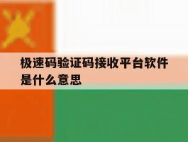 极速码验证码接收平台软件是什么意思