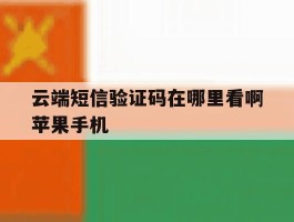 云端短信验证码在哪里看啊苹果手机