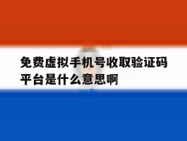包含免费虚拟手机号收取验证码平台是什么意思啊的词条