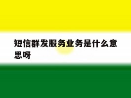 短信群发服务业务是什么意思呀