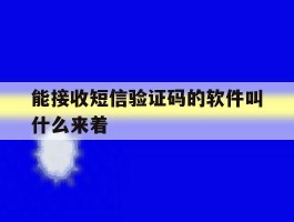 能接收短信验证码的软件叫什么来着