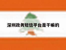 深圳政务短信平台是干嘛的