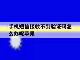 手机短信接收不到验证码怎么办呢苹果