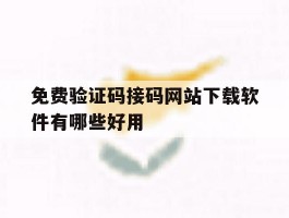 免费验证码接码网站下载软件有哪些好用