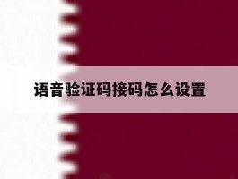语音验证码接码怎么设置