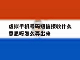 虚拟手机号码短信接收什么意思呀怎么弄出来