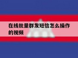 在线批量群发短信怎么操作的视频