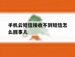 手机云短信接收不到短信怎么回事儿