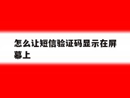 怎么让短信验证码显示在屏幕上